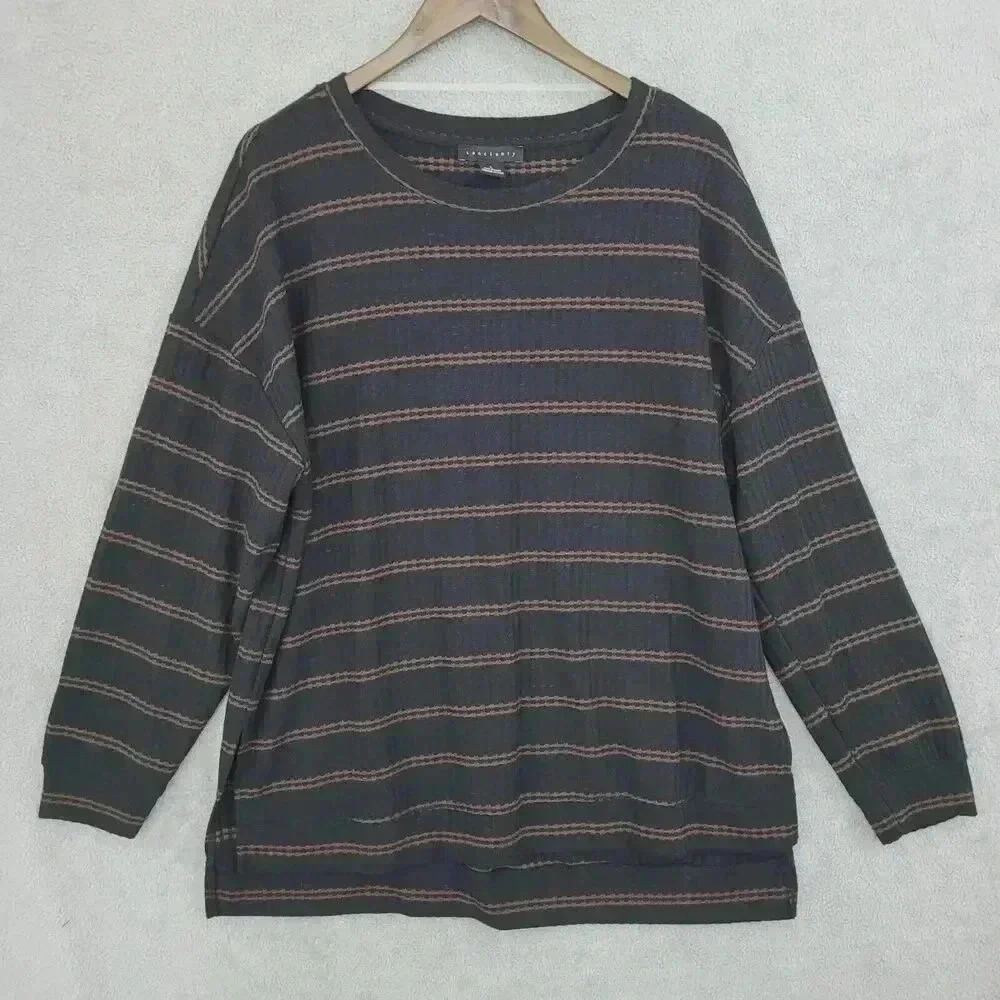Anthropologie Sanctuary Womens Striped Long Sleeve Waffle Knit Top L 20PT